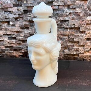 Vintage Avon Grecian Bottle White Milk Glass Bud Vase Greek Goddess French Decor